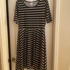 NWT Lularoe Nicole Black & White Striped Dress